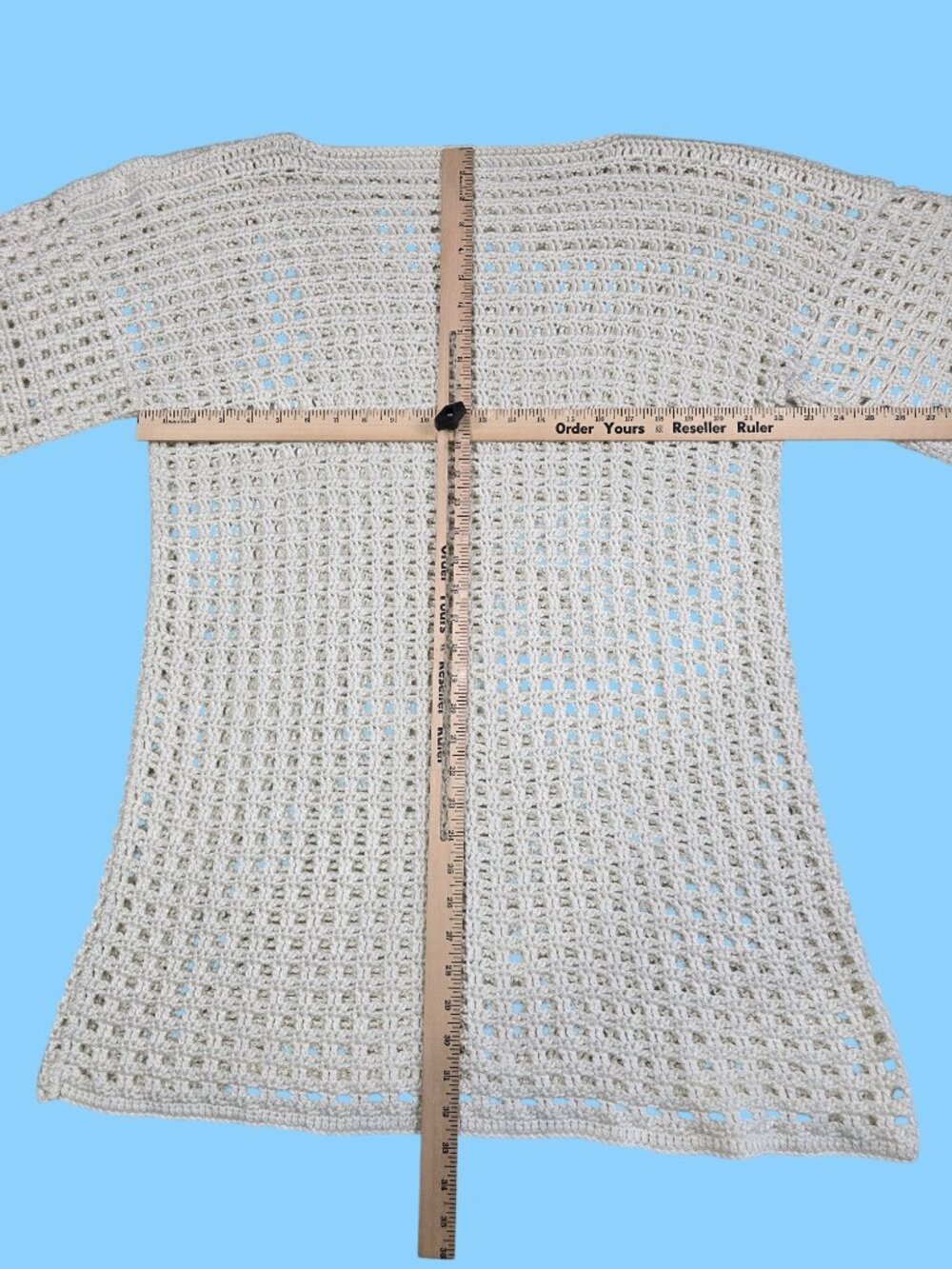 Crochet Knit Boho Tunic Dress Large Swim Cover - Picture 4 of 4